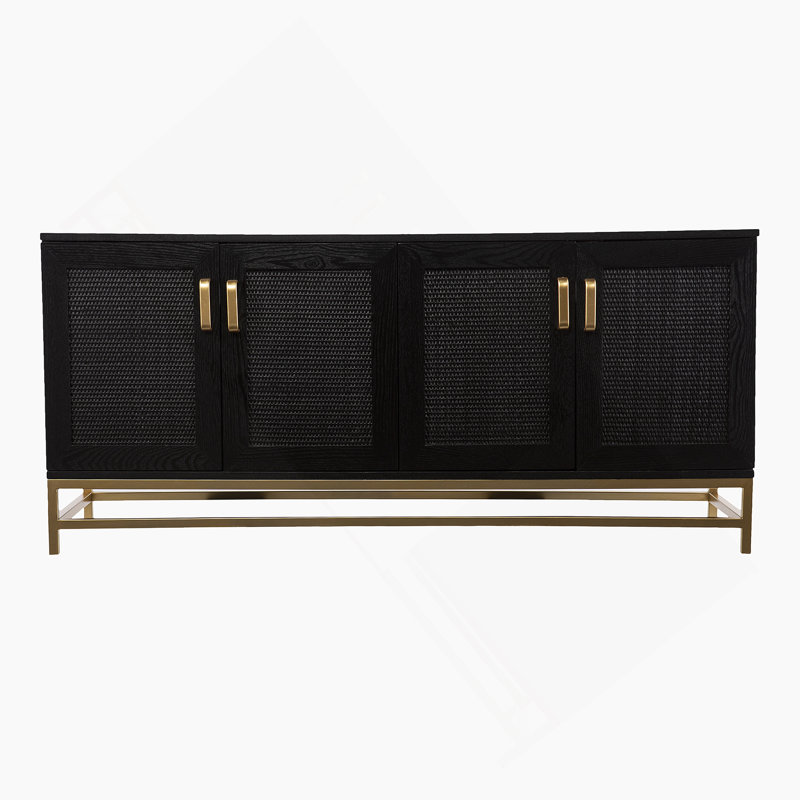 Meuble télé, console multimédia à 4 portes, armoire de rangement pour le salon