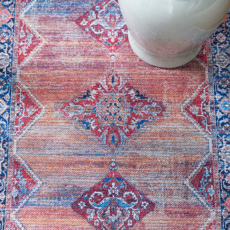 Kingsford Oriental Rust/Navy Area Rug, Runner 2' x 8'