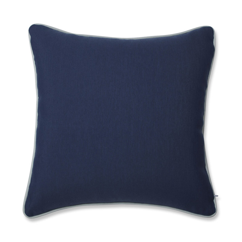 Blue and Off-White Embroidered Octopus Square Throw Pillow