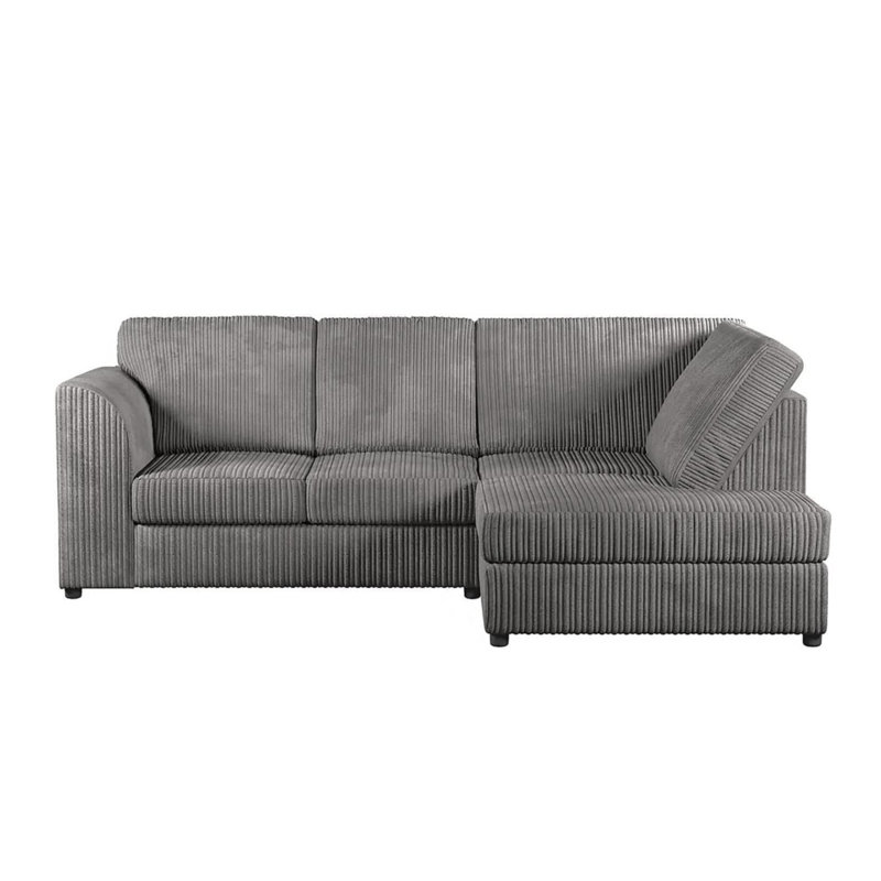 4 Seater Corduroy Corner Sofa , Black, Right Hand Facing