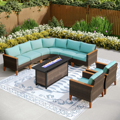 Argyri Outdoor Wicker Patio Conversation Furniture Set