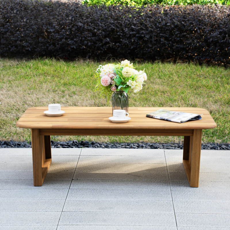Brewsty Acacia Wood Rectangular Coffee Table