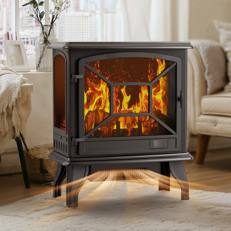Cythina 24 ” Freestanding Electric Fireplace Stove Heater with Remote Control & Smart APP
