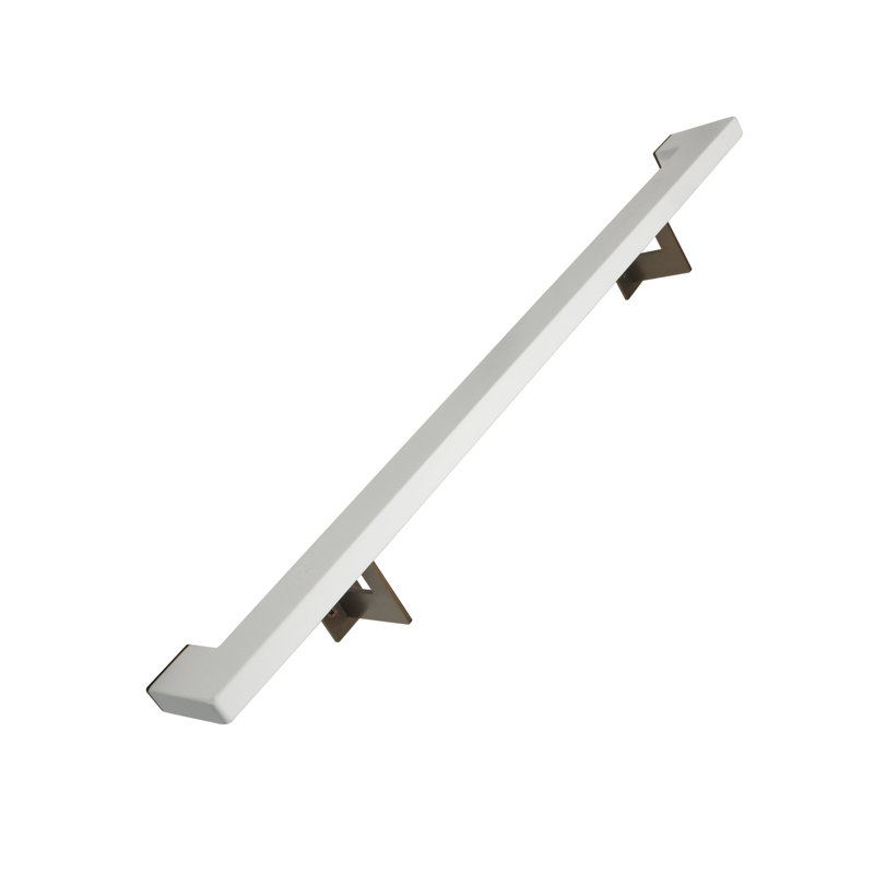 Urban Contemporary Handrail Grab Bar Kit, L Steel Brackets, Returns to Wall, Powder Coat, Bronze/Satin White, 18" W