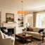 Lustre 5 lumières à abat-jour cylindrique orange en lin orange ajustable 85 pouces