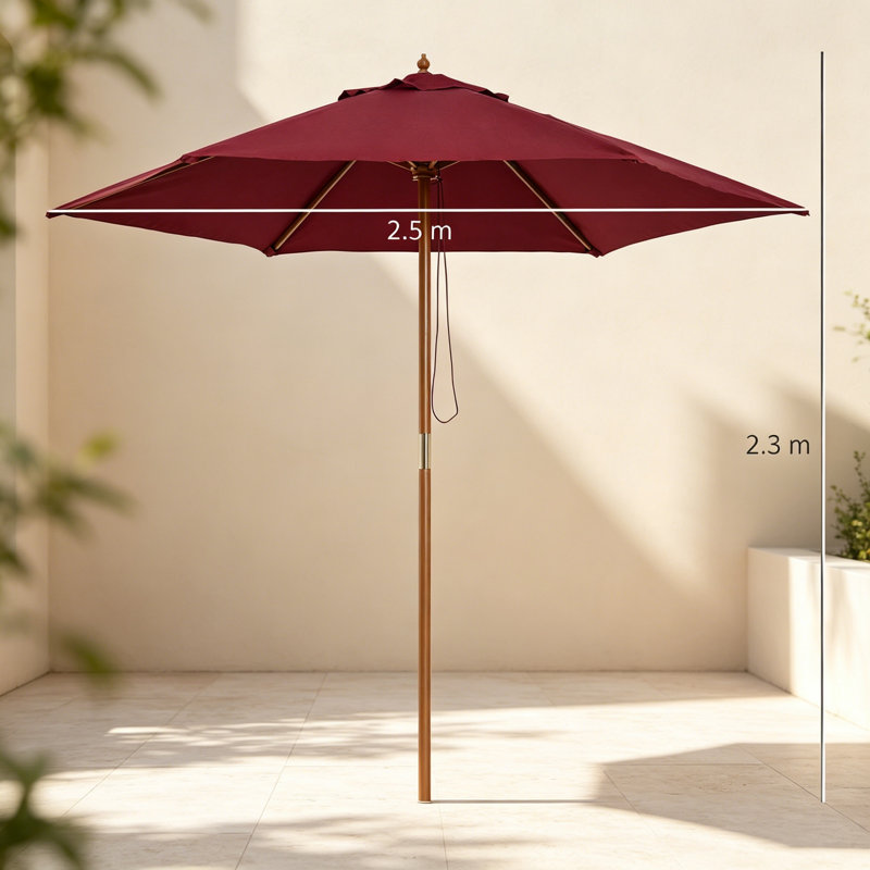 2.5 cm W X 2.5 cm D Beach Parasol with Pulley Lift