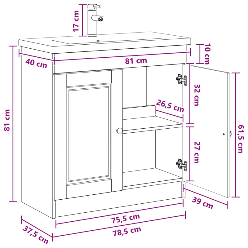 Vanity & Mirror Set, Grey Sonoma