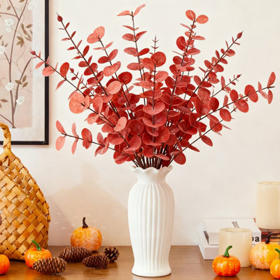 90 pcs Artificial Eucalyptus Stems Fake Eucalyptus Leaves Stems Real Touch Leaf Branches for Flower Bouquet Wedding Christmas Thanksgiveing Centerpiece Spring Home Office Decor