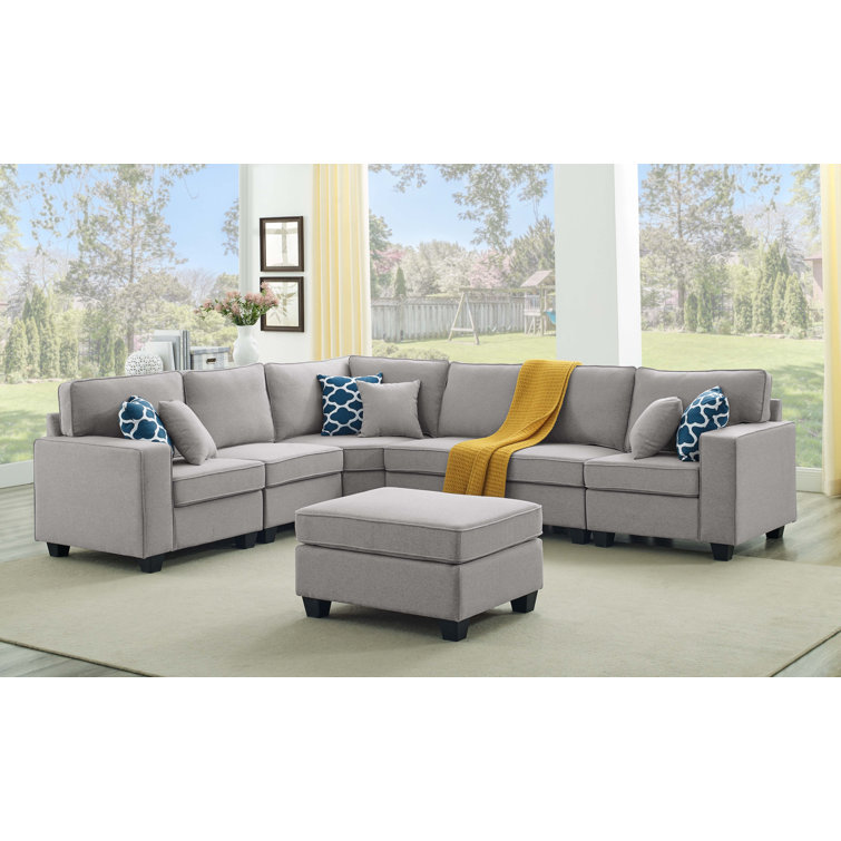 Samual 123.5" Wide Reversible Modular Corner Sectional with Ottoman ( Only Armless chair) INCOMPLETE SET