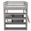 Lit mezzanine avec tablettes, bureau - gris pour une gestion efficace de l'espace. Et inclus. Stabilité du cadre en bois massif