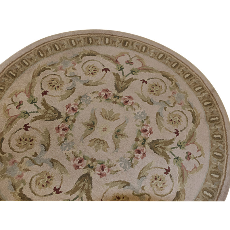 Hand Knotted Wool Area Rug in Beige