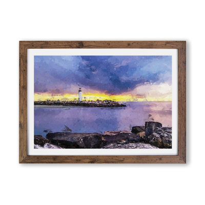 Remote Lighthouse & Seascape - Picture Frame Graphic Art Print on Paper