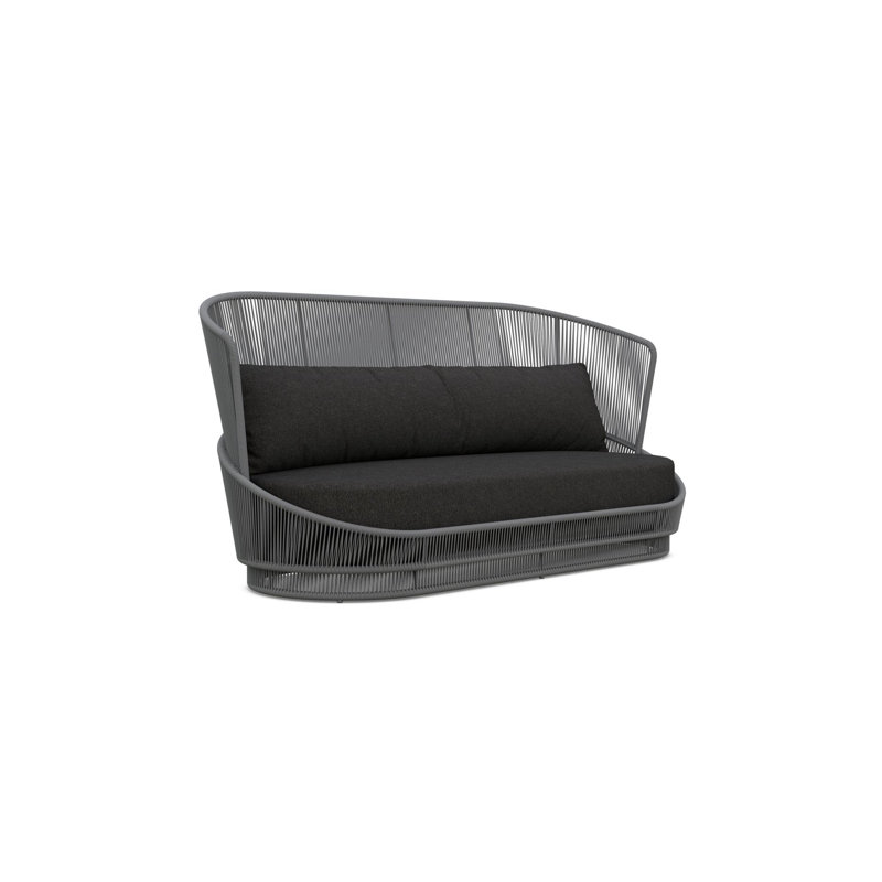 Palma 90.94" Wide Outdoor Reversible Patio Sofa with Cushions, Matte Charcoal Frame/Midnight Cushion