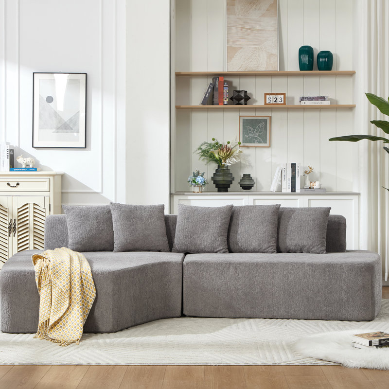 Canapés modulaires spacieux en flanelle avec méridienne moderne pour la maison