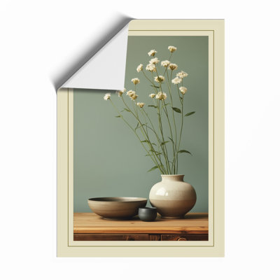 Daisies in White Vase Botanical - Framed Print