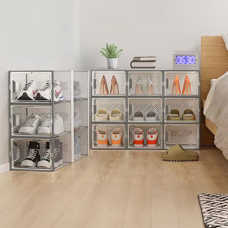 Bertrad 12 Pair Shoe Storage Box, Grey
