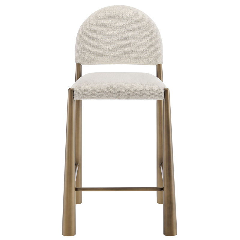 Hayley Upholstered Fabric Counter Stool, Brass, Cream