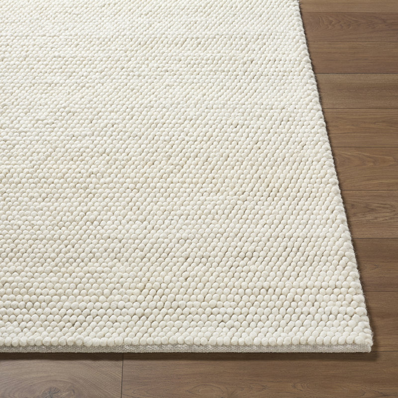 Moroccan Wool Hand Woven Area Rug, Ivory/Cream/Beige, Rectangle 153 x 230 cm