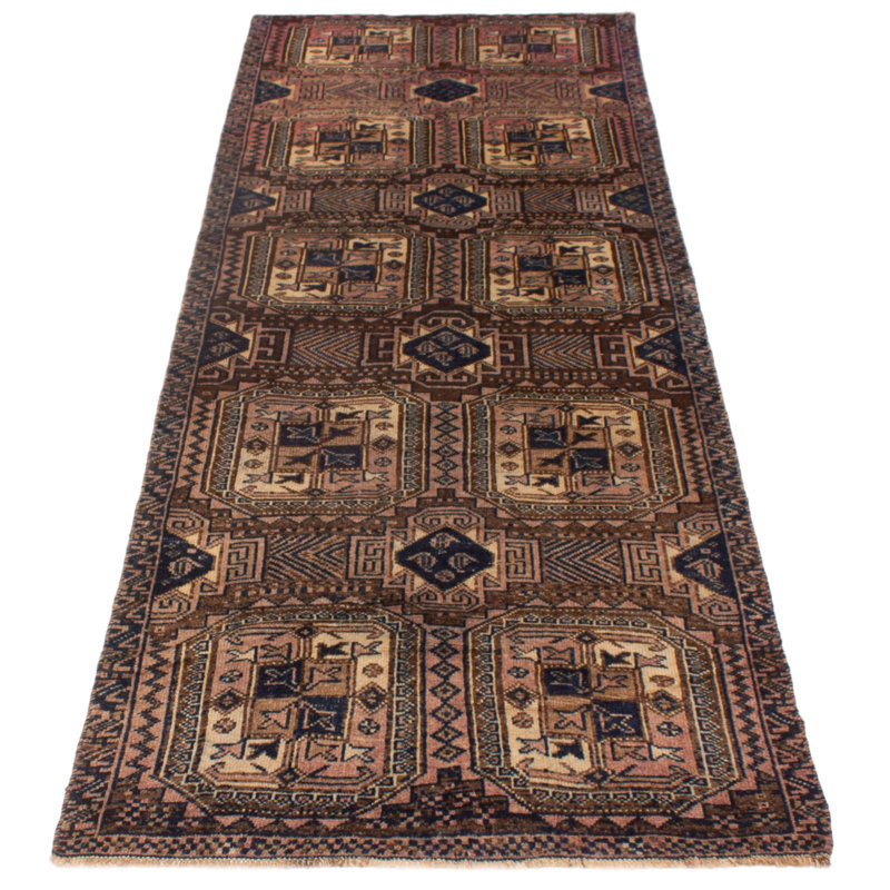 Tapis de couloir unique en laine Atyana 4 pi 3 po x 12 pi années 1990 Atyana