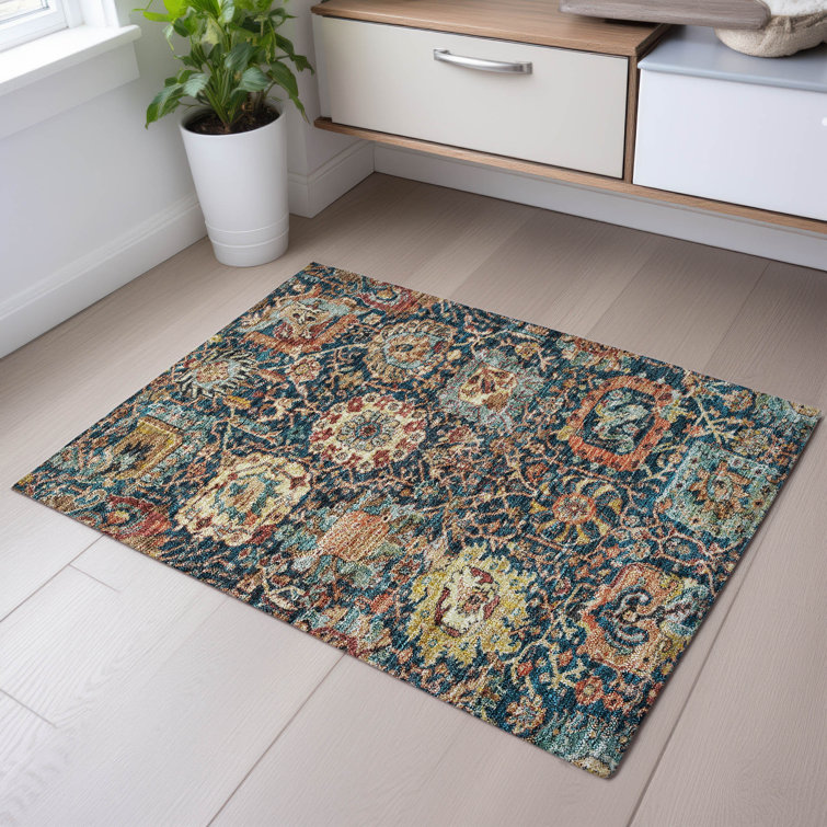 Premium Machine Washable Wayne AMF1101 Damask Rug