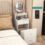 Meuble-lavabo blanc 3 en 1 avec miroir, 2 tiroirs de rangement, fonction de charge, tabouret rembourré, miroir compact pour chambre d'amis et 2 petits espaces pour coiffeuse et coiffeuse
