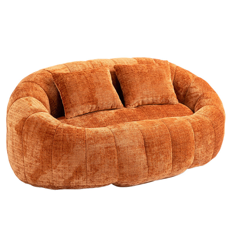 Accent Floor Soft Lounge Chair Back Bean Bag Chair Couch for Adults and Kids, Orange Chenille