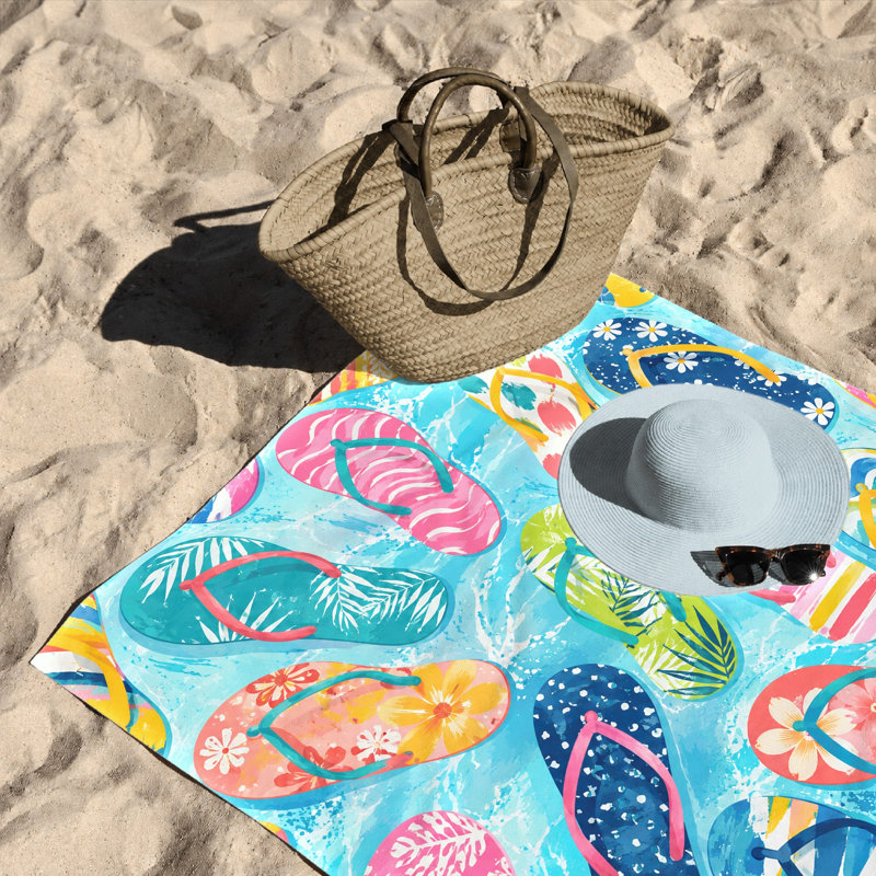 Serviette de plage 1PCS Vibrant Flip Flops, microfibre à séchage rapide pour piscine, voyage, activités de plein air