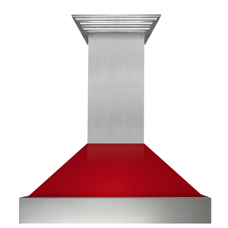 48" Fingerprint Resistant Stainless Steel Range Hood with Fingerprint Resistant Shell (8654SN-48), Red Gloss