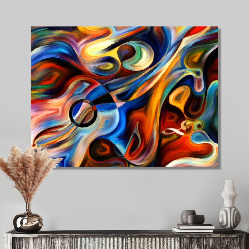 «Music», reproduction d'art sur toile abstraite, H 34 po x l 44 po, Toile tendue, Sans cadre