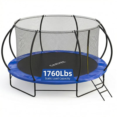 Trampoline 14FT with Enclosure & Ladder, Heavy-Duty Outdoor Recreational Trampoline for Kids Adults, 1760LBS Weight Capacity