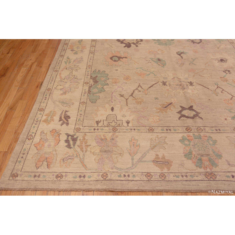 Tapis décoratif Oushak turc moderne unique de couleur pastel