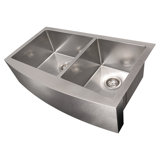 DuraSnow® ZLINE 36" Niseko Farmhouse Apron Mount Double Bowl Fingerprint Resistant Stainless Steel Kitchen Sink with Bottom Grid
