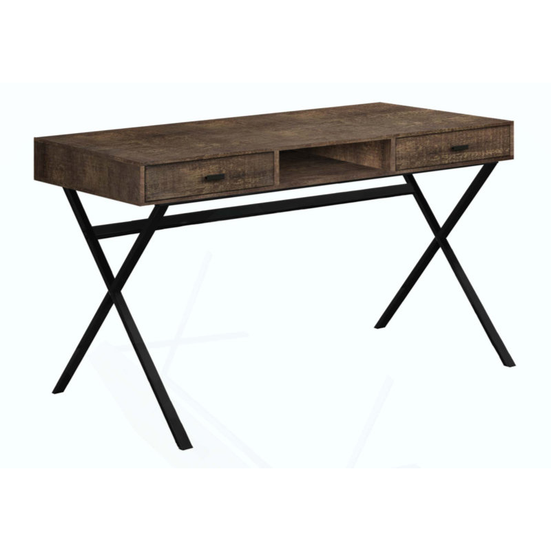 Bureau d'ordinateur, bureau personnel, ordinateur portable, tiroirs de rangement, travail, métal, contemporain, moderne, Brun