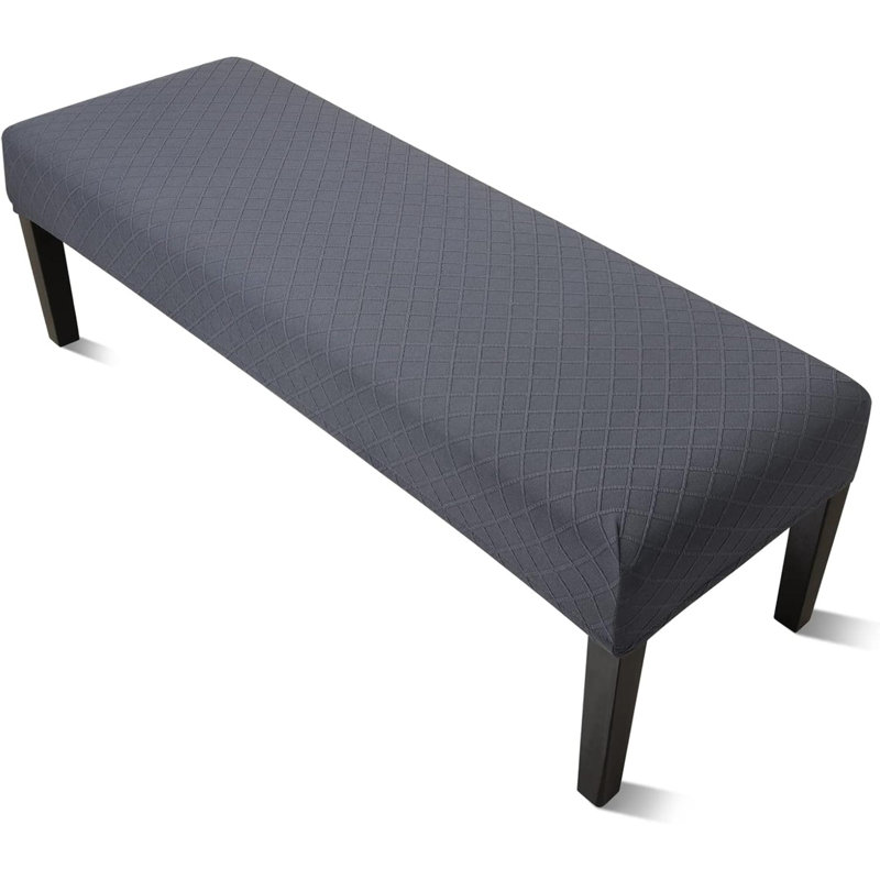 Waterproof Bench Covers For Dining Room, Stretch Jacquard Bench Slipcover Anti-Dust Removable Washable Chair Seat Slipcovers Protector (Dark Grey)