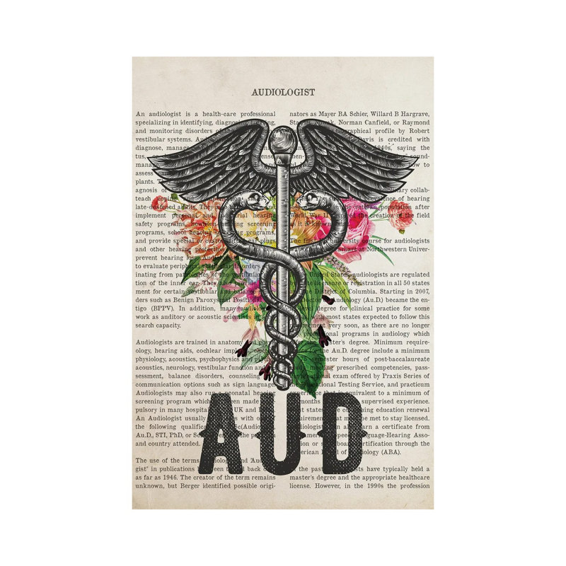 Aud, Audiologist With Flowers Print by Aged Pixel - Wrapped Canvas Print, 30.48 cm H x 45.72 cm W