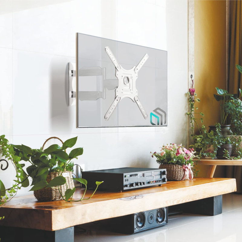 Onkron Full Motion Tv Wall Mount For 32 - 65 Inch Tvs Up To 77 Lbs, Universal Adjustable Tv Mount Swivel And Tilt, Vesa 100x100 - 400x400, Extending Television Wall Mount Corner Bracket White