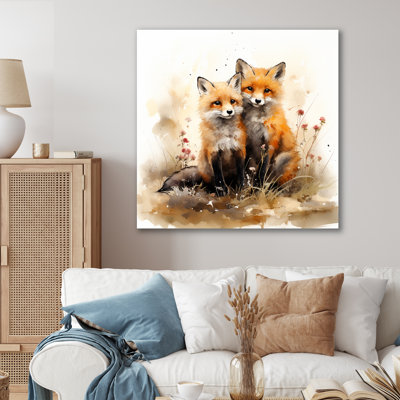 Foxs elegant forest florals grace II - Fox Canvas Prints