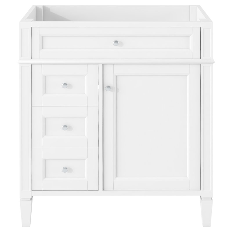 Meuble-lavabo moderne de 30 po sans lavabo supérieur, 3 tiroirs avec 1 tiroir coulissant, organisateur de porte d'armoire, tablette ajustable, glissières de tiroir en métal lisse, pieds romains exquis, poignée texturée,
