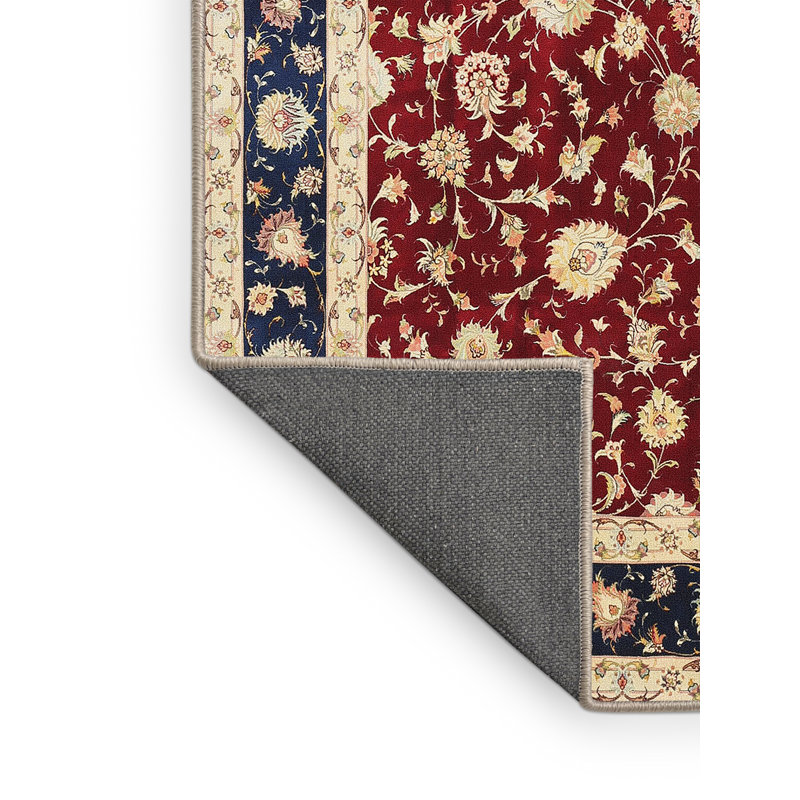 Tapis traditionnel rouge / noir Grimson, Rectangle 7 pi x 10 pi