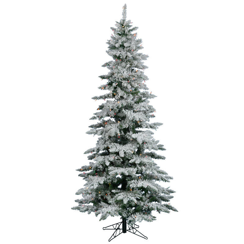 Flocked Utica VIckerman 7.5' White Fir Trees Artificial Christmas Tree with 400 Multi-Colored Lights, 7.5' H