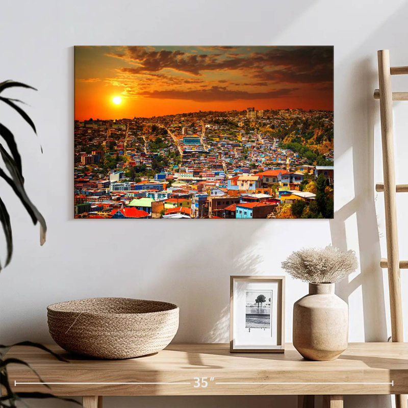 Coucher de soleil doré Nicci Valparaiso, H 16 po x l 24 po