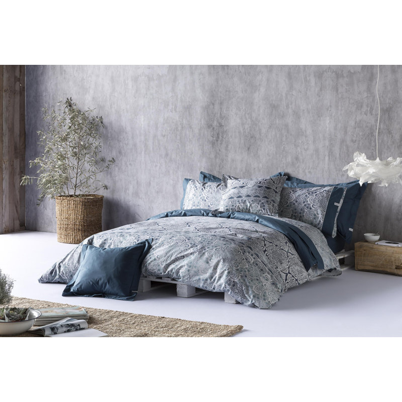 Carmon Damask Duvet Cover, Petroleum, Super King Duvet Cover