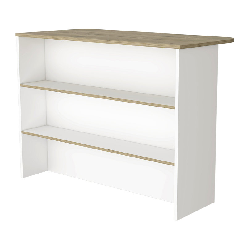 White And Light Pine 3-Tier Shelf Kitchen Island