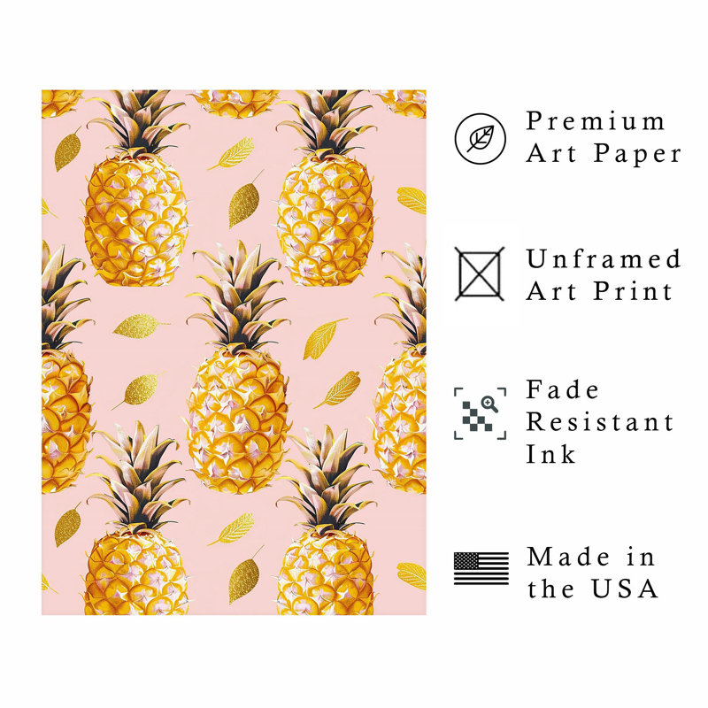 «Food and Kitchen Luxe Pineapples IV Glam», reproduction d'art non encadrée, H 30 po x l 20 po