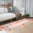 Floral Runner Rug 2x6 Washable Runner Modern Scalloped Runner Pink Runner Hallway Runner with Non Slip Backing, Low Pile Thin Runner, Indoor Foldable Printed Rug for Entryway Bathroom-514607123-514607113