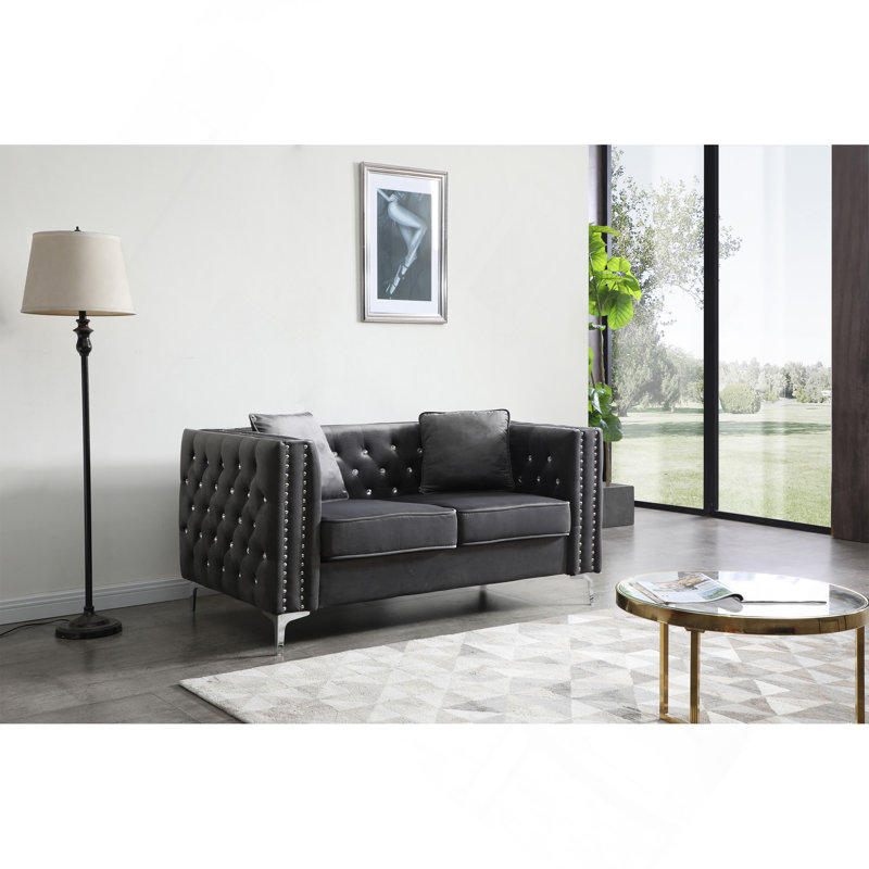 Causeuse contemporaine stylisée grise, Gris