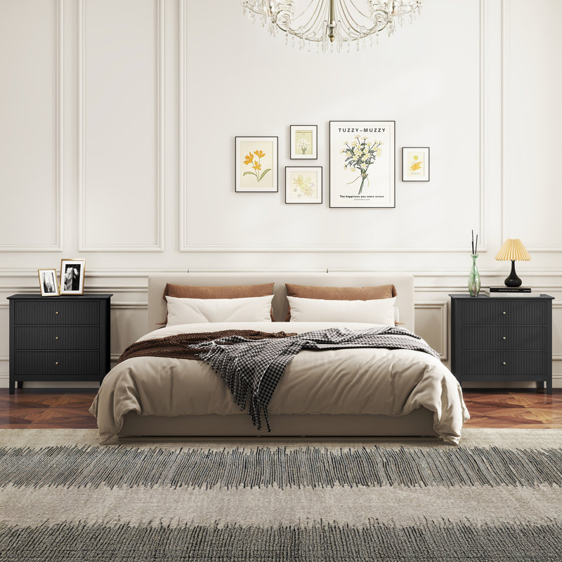 3 Drawer Dresser Set （set Of 2), Black