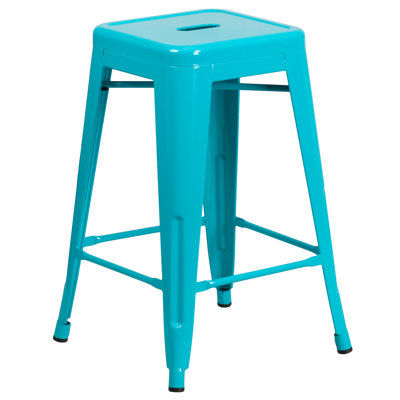 Tabouret à hauteur de comptoir 24 po intérieur / extérieur en métal avec siège carré
