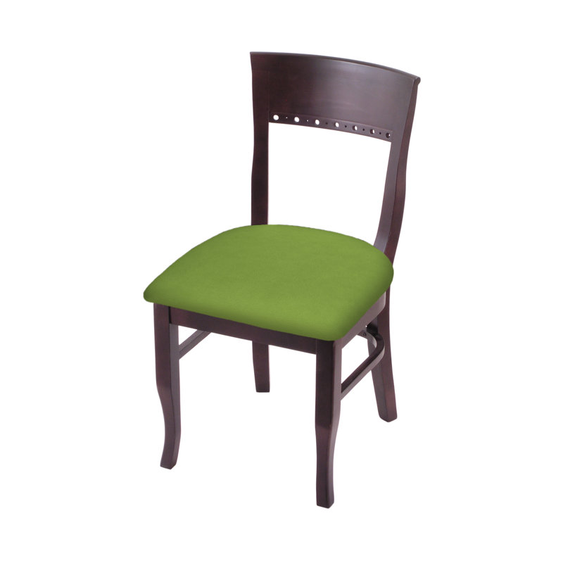 Hampton 19.25'' H Upholstered Beech Side Chair, Dark Cherry, Canter Kiwi Green