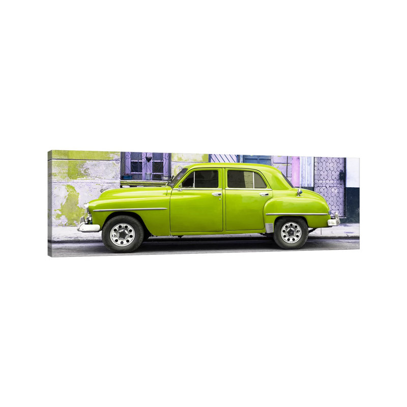 Lime Green Classic American Car by Philippe Hugonnard - Wrapped Canvas Panoramic Print, 121.92 cm H x 40.64 cm W x 1.91 cm D